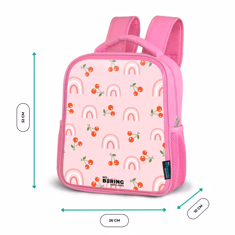 Roze met regenboog en kersen patroon Kinderrugzak - Roze middel -productfoto_formaten