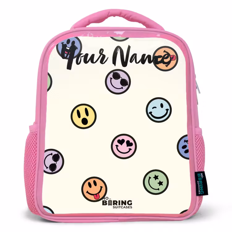 Speelse smiley-mix Kinderrugzak - Roze middel -3d