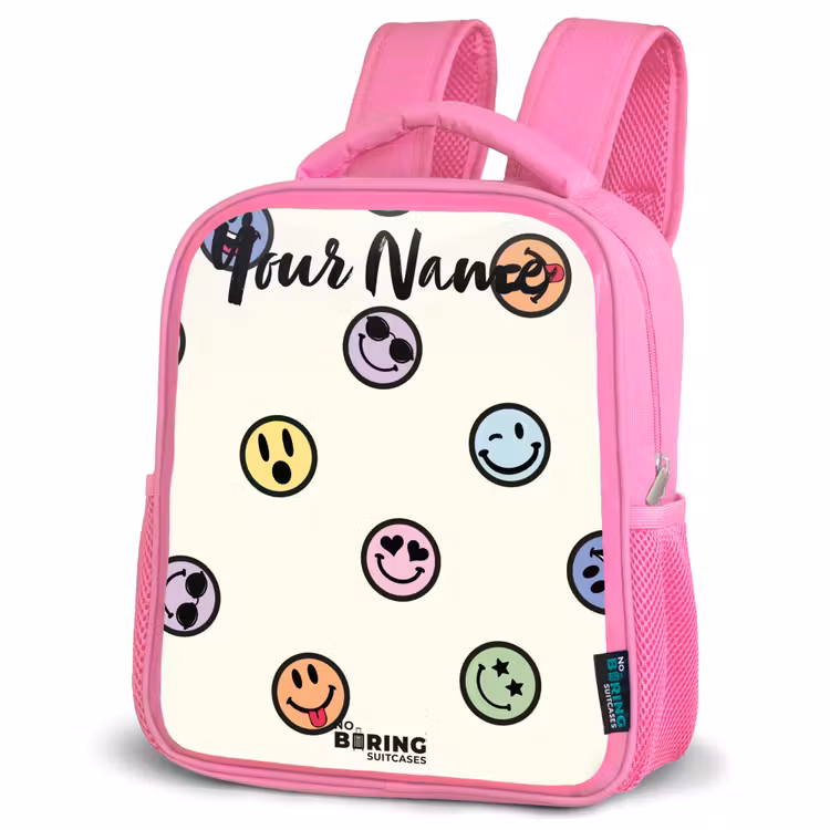 Speelse smiley-mix Kinderrugzak - Roze middel -schuin