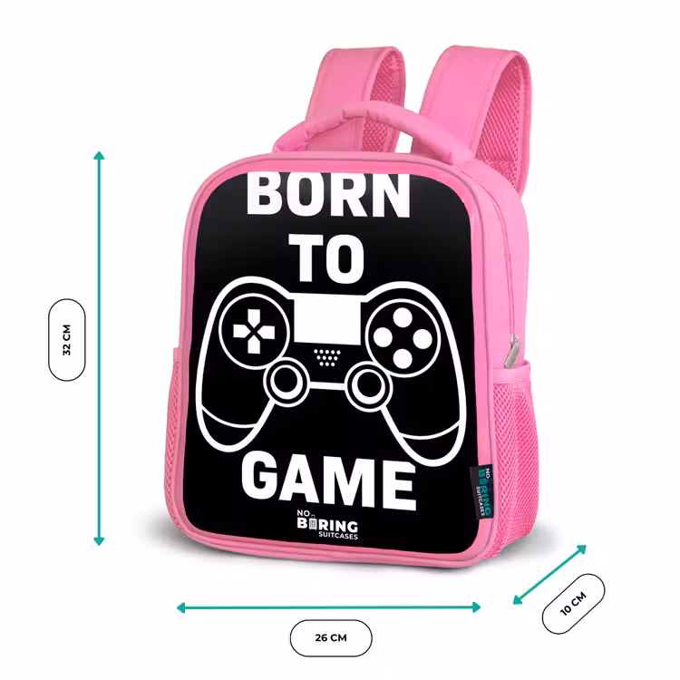 Qoute met controller in zwart wit Kinderrugzak - Roze middel -productfoto_formaten