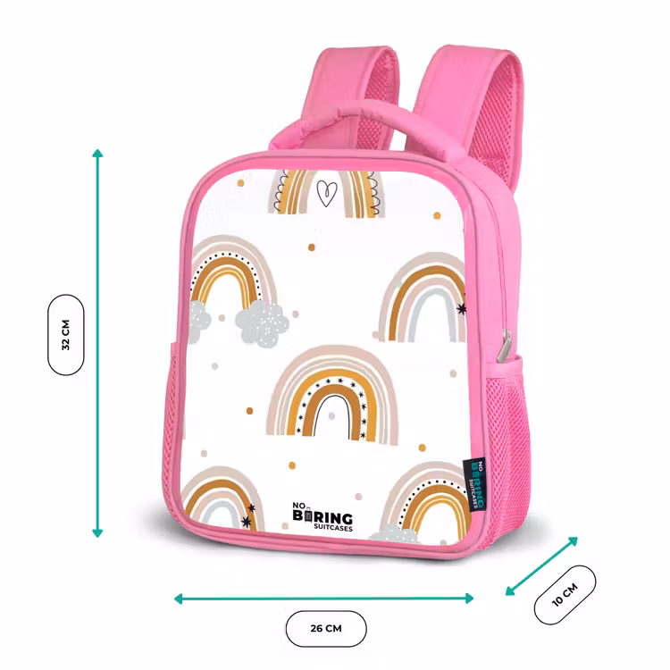 Regenbogen patroon in zachte kleuren Kinderrugzak - Roze middel -productfoto_formaten