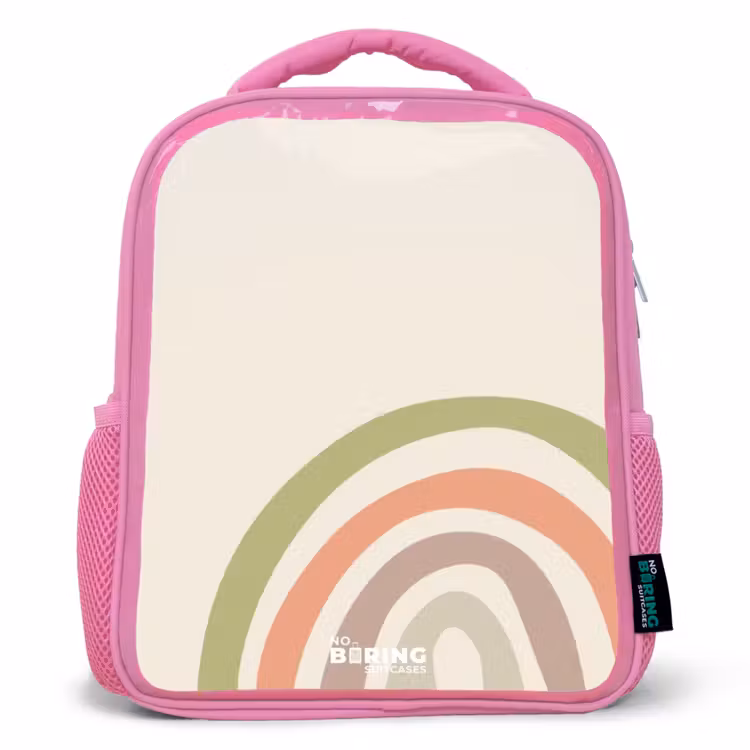 Ruwe regenboog pastel Kinderrugzak - Roze middel -3d