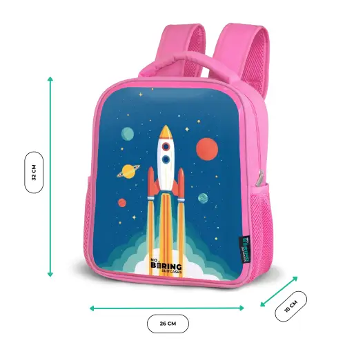 Raket - Planeet - Sterren - Veelkleurig Kinderrugzak - Roze middel -productfoto_formaten