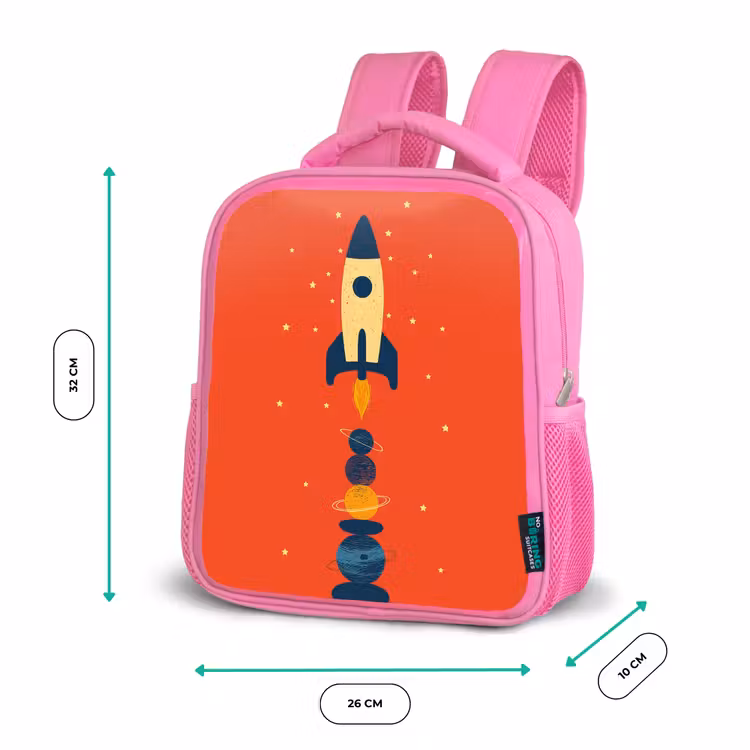 Raket - Planeten - Rood Kinderrugzak - Roze middel -productfoto_formaten