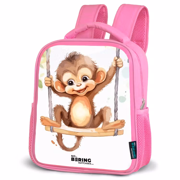 Schommelende grote aap Kinderrugzak - Roze middel -schuin