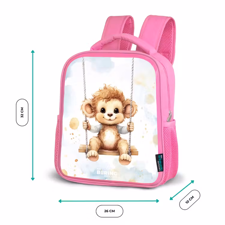 Schommelend aapje van waterverf Kinderrugzak - Roze middel -productfoto_formaten
