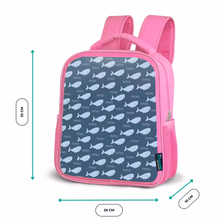 Klein - Oceaan - Golven - Blauw Kinderrugzak - Roze middel 863 -productfoto_formaten