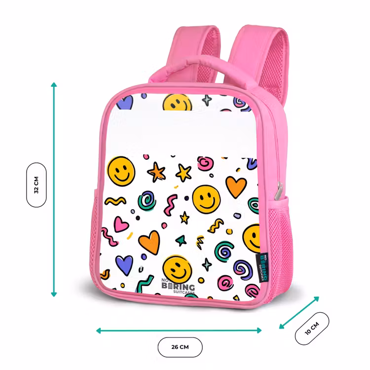 Smiley - Hartje - Ster Kinderrugzak - Roze middel -productfoto_formaten