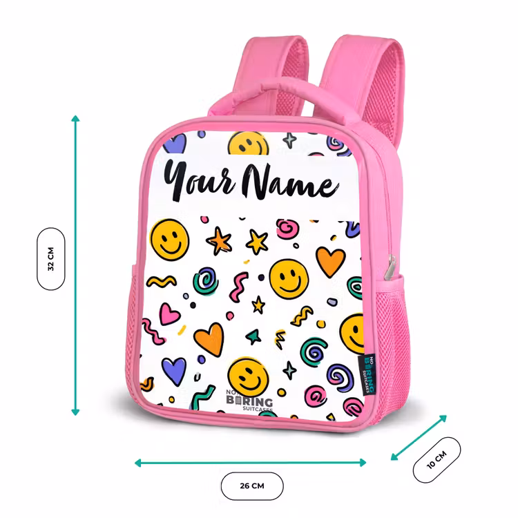 Smiley - Hartje - Ster Kinderrugzak - Roze middel -productfoto_formaten