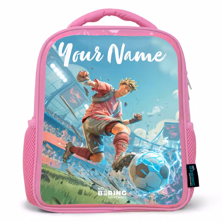 Voetbal - Jongen - Stadion - Elektrisch Kinderrugzak - Roze middel -3d