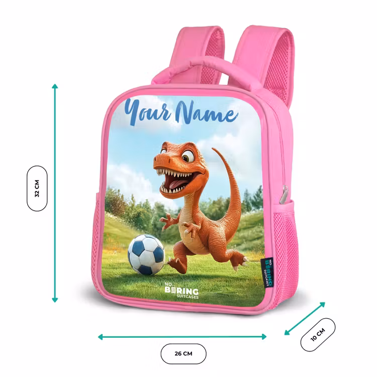 Voetbal - Dino - Sport Kinderrugzak - Roze middel -productfoto_formaten