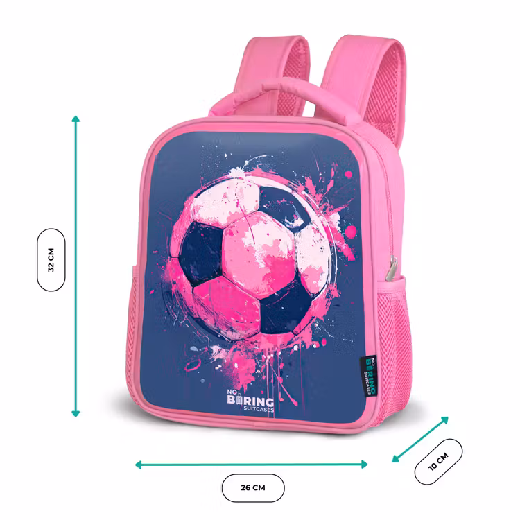 Voetbal - Verf - Roze - Blauw Kinderrugzak - Roze middel -productfoto_formaten