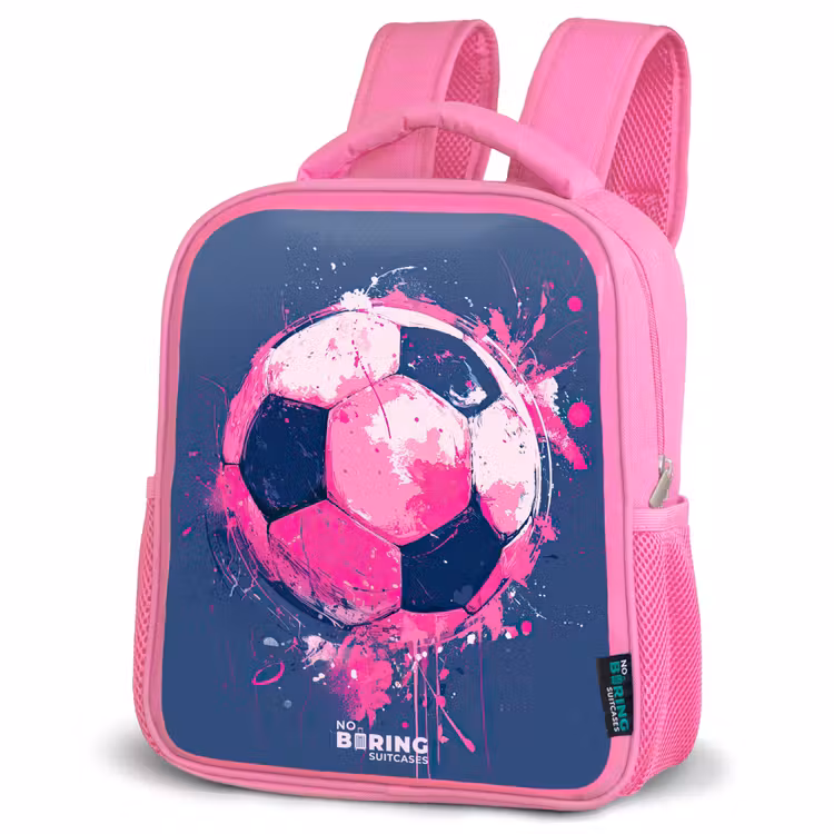 Voetbal - Verf - Roze - Blauw Kinderrugzak - Roze middel -schuin