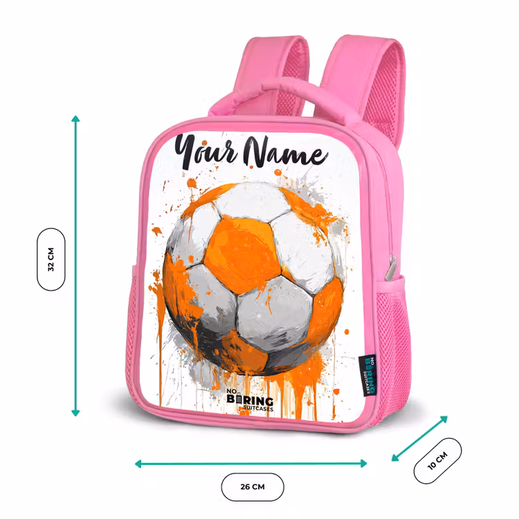 Voetbalvibes - Verf - Oranje Kinderrugzak - Roze middel -productfoto_formaten