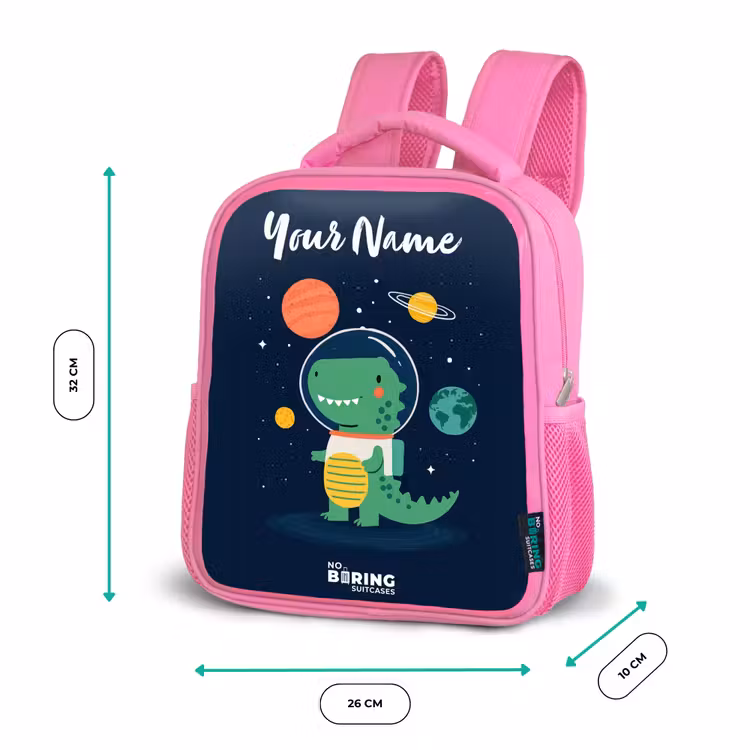 Ruimte - Dino - Planeten - Sterren Kinderrugzak - Roze middel -productfoto_formaten