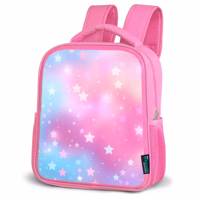 Sterren - Roze - Blauw Kinderrugzak - Roze middel -schuin