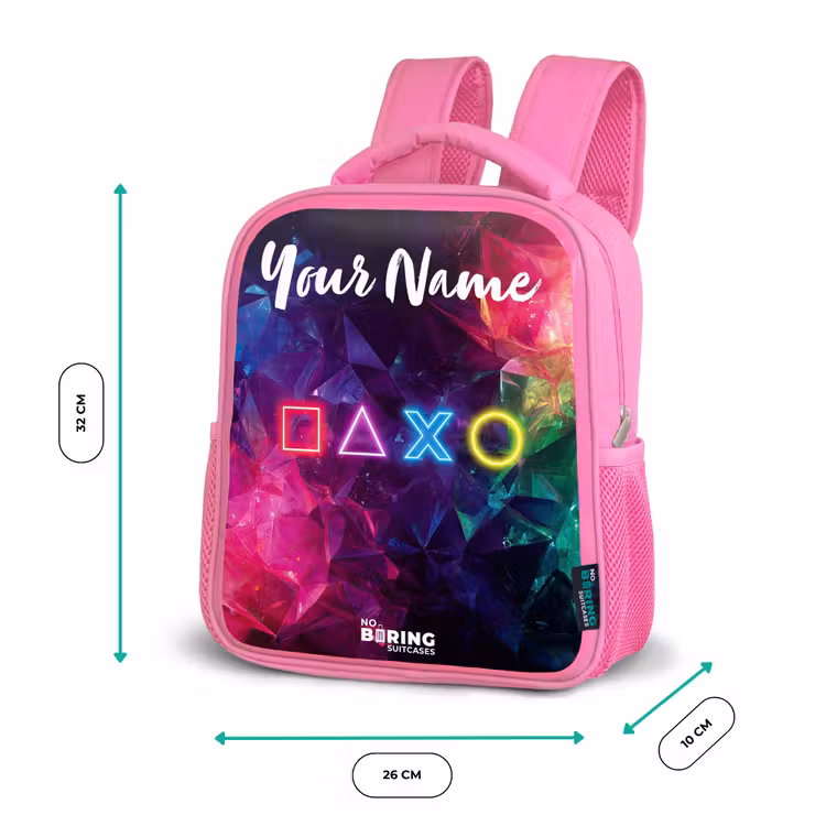 Symbolen - Game - Kleurrijk Kinderrugzak - Roze middel -productfoto_formaten