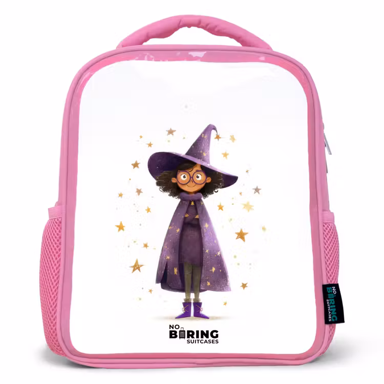 De paarse tovenaarsmantel Kinderrugzak - Roze middel -3d