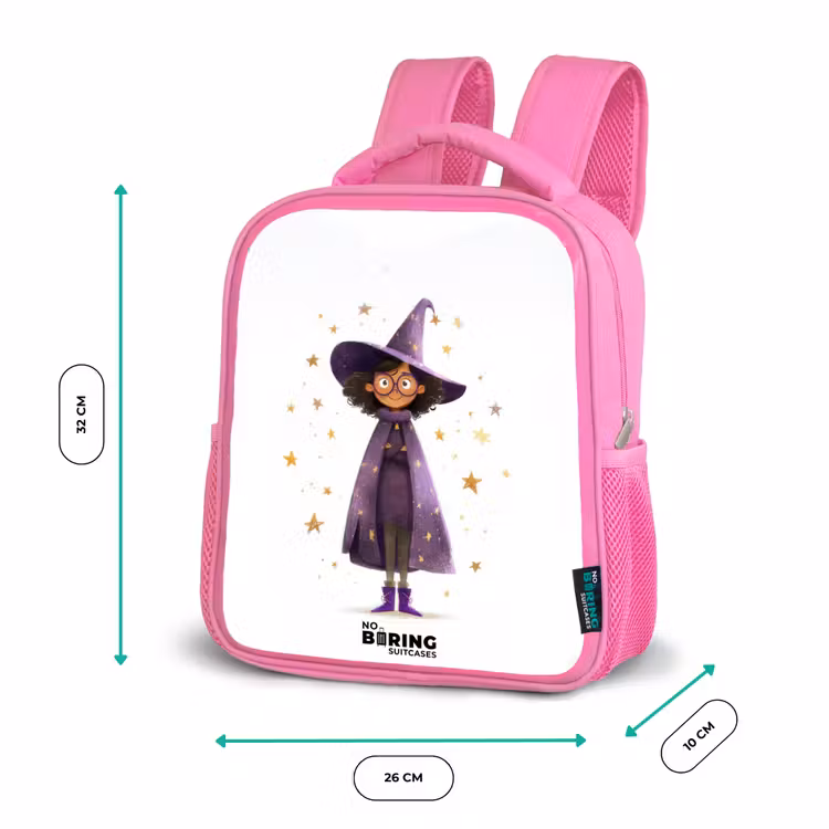 De paarse tovenaarsmantel Kinderrugzak - Roze middel -productfoto_formaten
