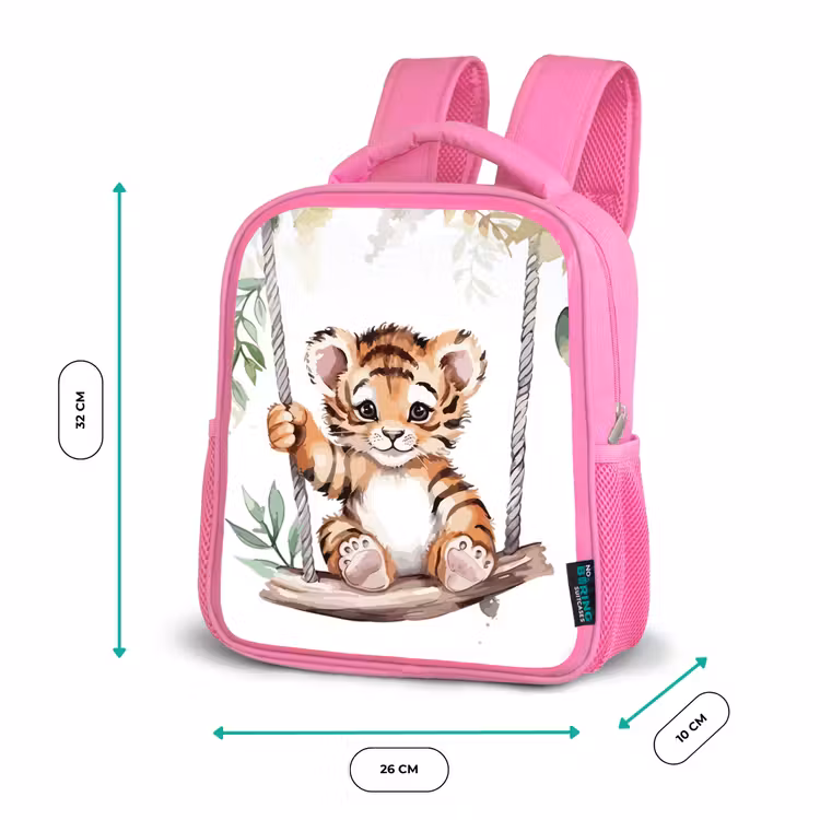 Tijger - Dier - Kinderen - Jungle Kinderrugzak - Roze middel -productfoto_formaten
