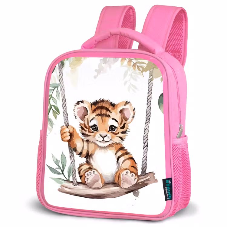 Tijger - Dier - Kinderen - Jungle Kinderrugzak - Roze middel -schuin