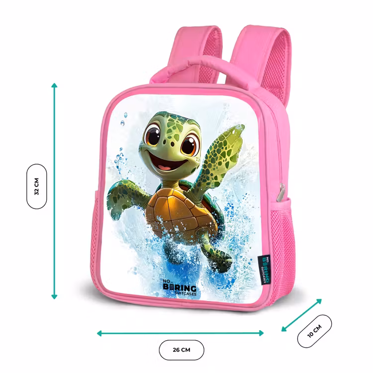 Schildpad - Water - Groen Kinderrugzak - Roze middel -productfoto_formaten