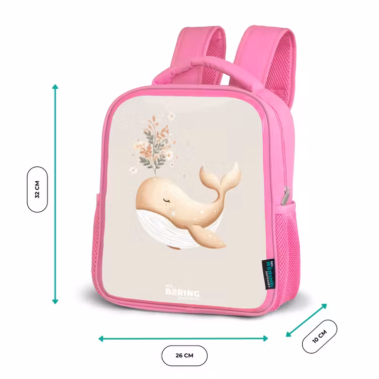 Walvis in pastel beige kleuren Kinderrugzak - Roze middel -productfoto_formaten