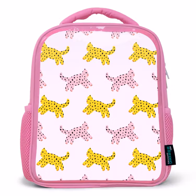 Geel - Roze - Katten - Wit Kinderrugzak - Roze middel 863 -3d