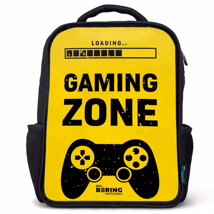 Zwart-geel met gaming zone Rugzak - Zwart middel -3d