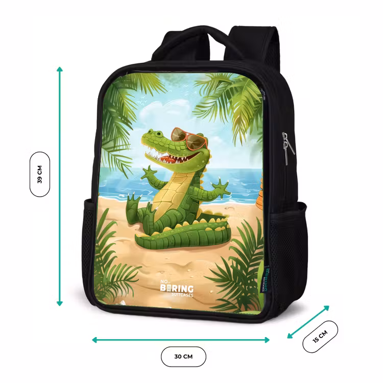 Krokodil op het strand Rugzak - Zwart middel -productfoto_formaten