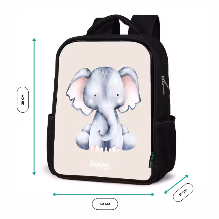 Olifant tekening tegen een beige achtergrond Rugzak - Zwart middel -productfoto_formaten