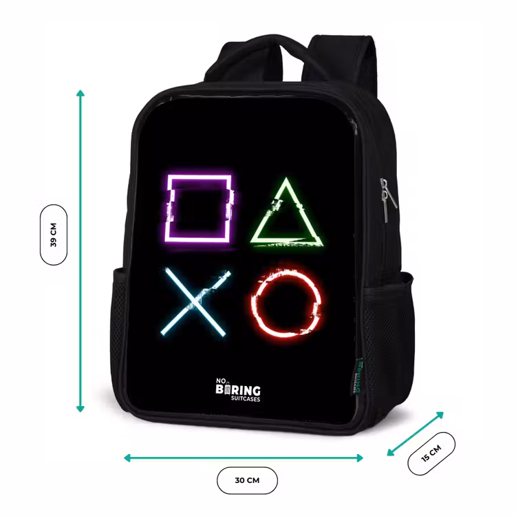 Knoppen van een gameconsole Rugzak - Zwart middel -productfoto_formaten
