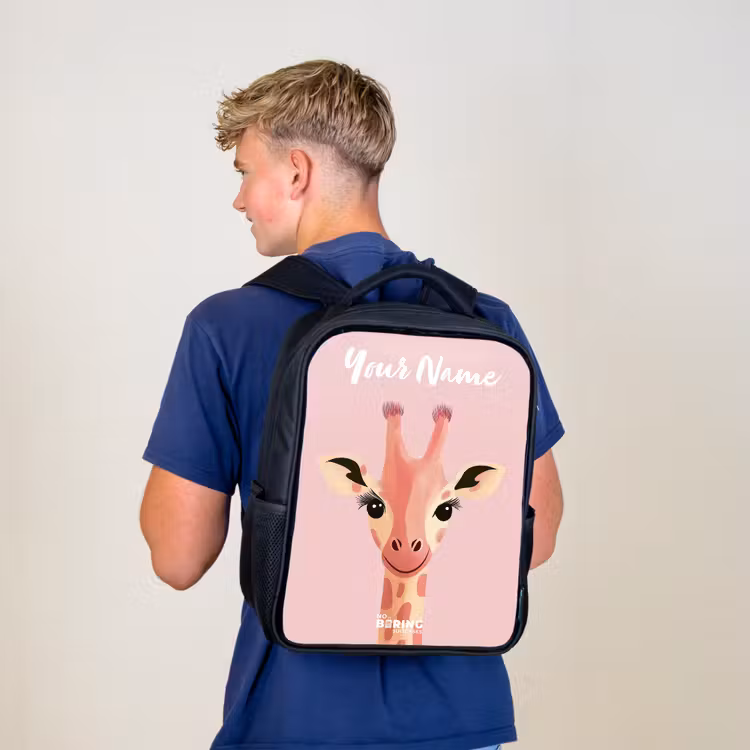Giraffe - Wimpers - Minimalistisch - Roze Rugzak - Zwart middel -sfeer8