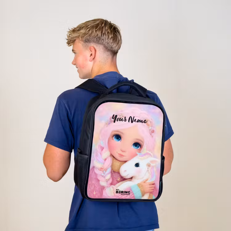 Meisje - Eenhoorn - Roze Rugzak - Zwart middel -sfeer8