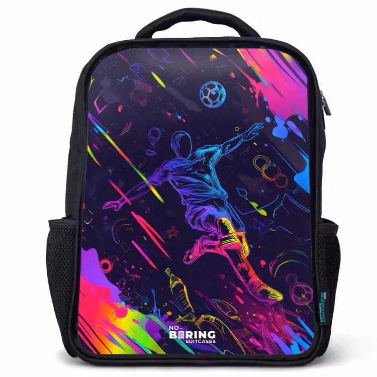 Neon actievolle voetbalspeler Rugzak - Zwart middel -3d