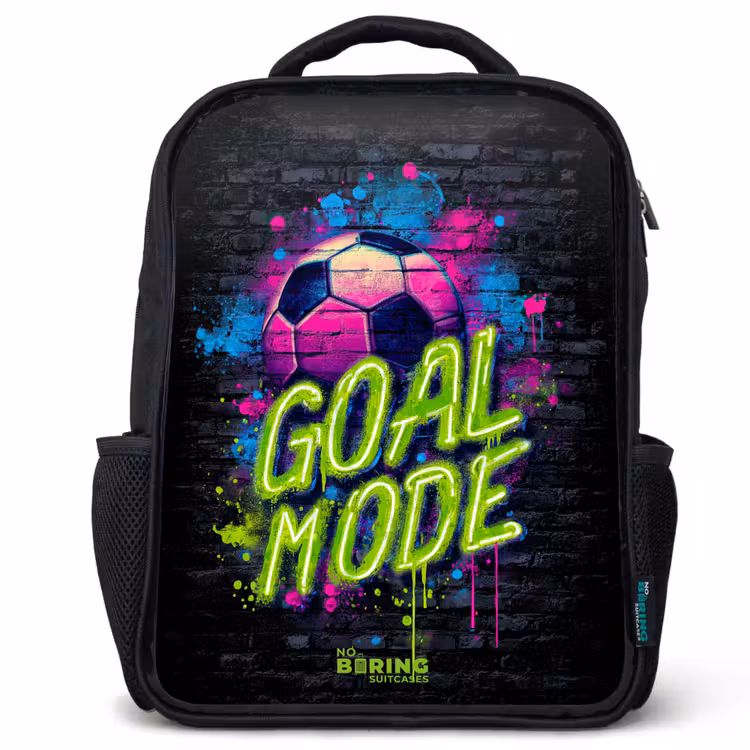 Neon - Graffiti - Voetbal - Kleurrijk Rugzak - Zwart middel -3d