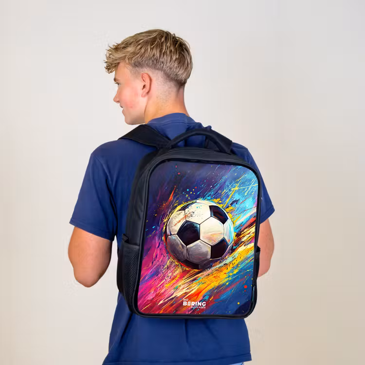 Neon - Voetbal - Kleurrijk Rugzak - Zwart middel -sfeer8