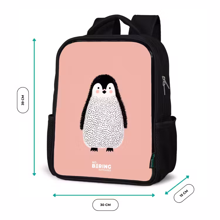 Pinguïn - Stippen - Roze - Minimalistisch Rugzak - Zwart middel -productfoto_formaten