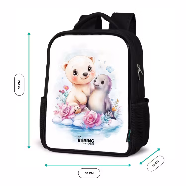 IJsbeer en zeehond op een ijsschots Rugzak - Zwart middel -productfoto_formaten