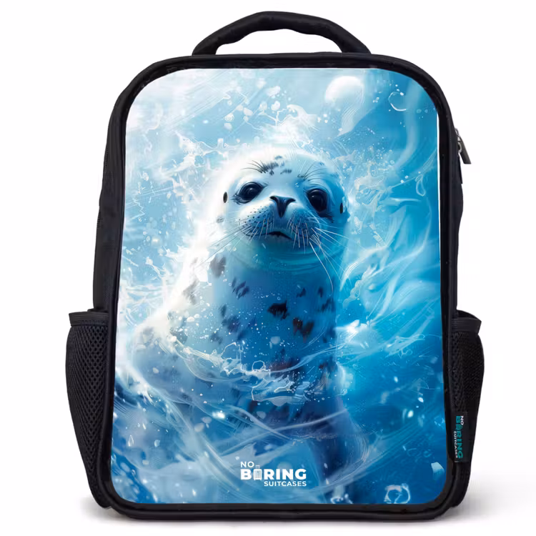 Witte zeehond in het water Rugzak - Zwart middel -3d