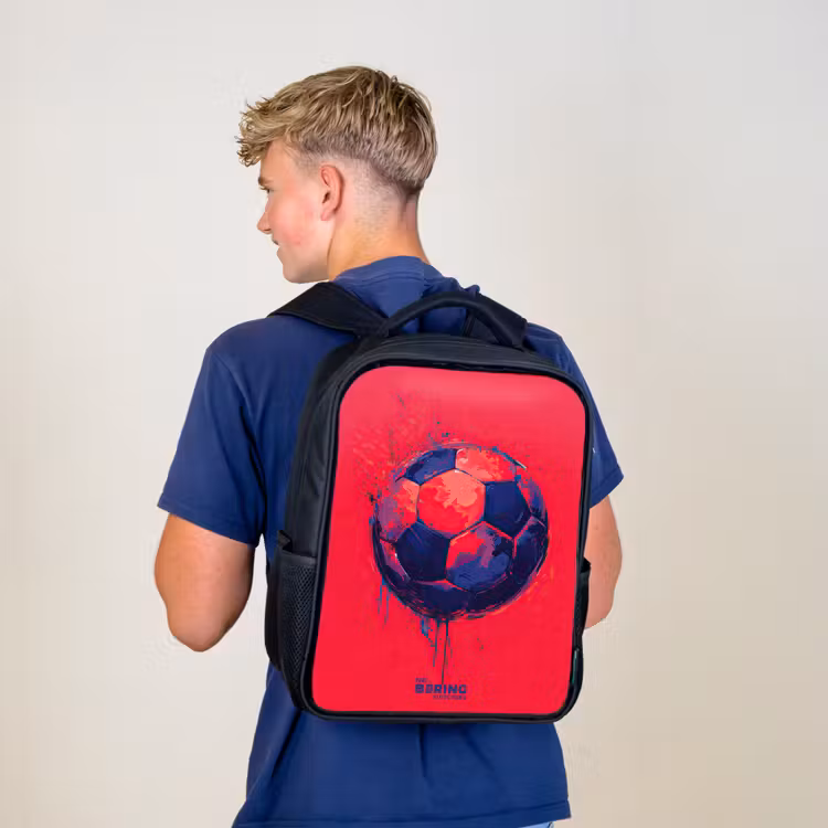 Voetbal - Verf - Blauw - Rood Rugzak - Zwart middel -sfeer8