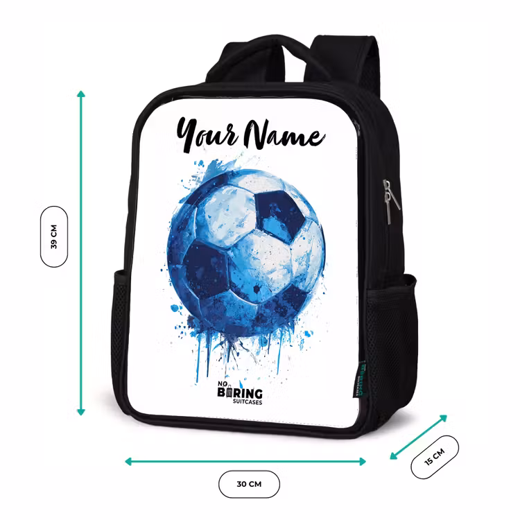 Voetbalvibes - Inktspatten - Blauw Rugzak - Zwart middel -productfoto_formaten