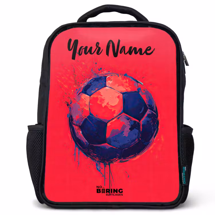 Voetbalvibes - Verf - Blauw - Rood Rugzak - Zwart middel -3d