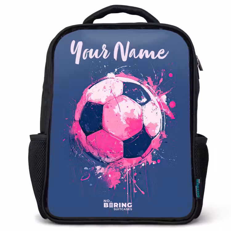 Voetbalvibes -  Verf - Roze - Blauw Rugzak - Zwart middel -3d