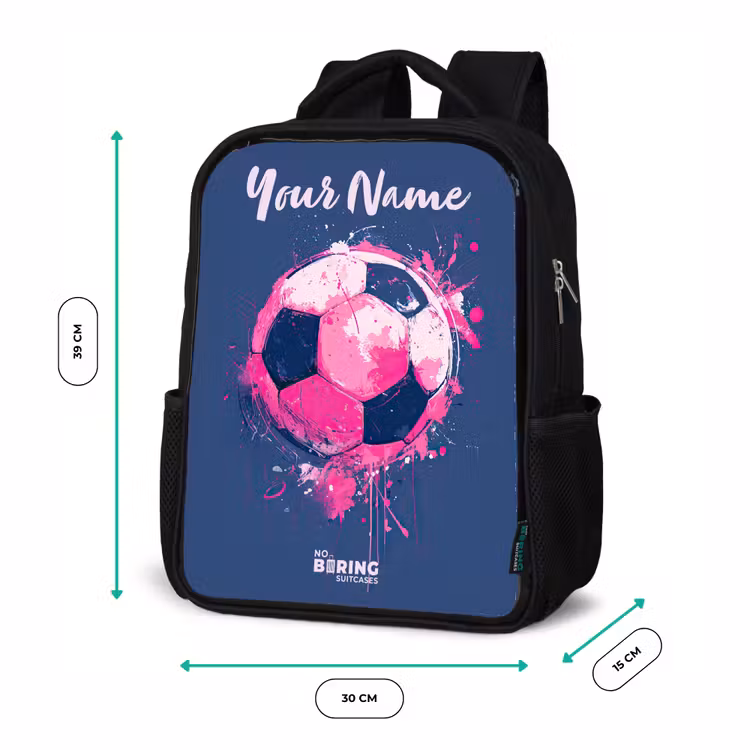 Voetbalvibes -  Verf - Roze - Blauw Rugzak - Zwart middel -productfoto_formaten