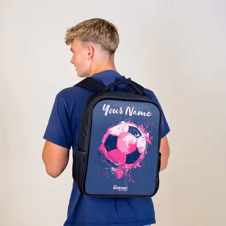 Voetbalvibes -  Verf - Roze - Blauw Rugzak - Zwart middel -sfeer8