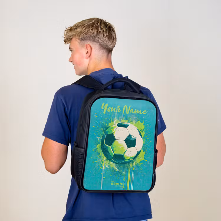 Voetbalvibes - Verfspatten - Groen - Blauw Rugzak - Zwart middel -sfeer8