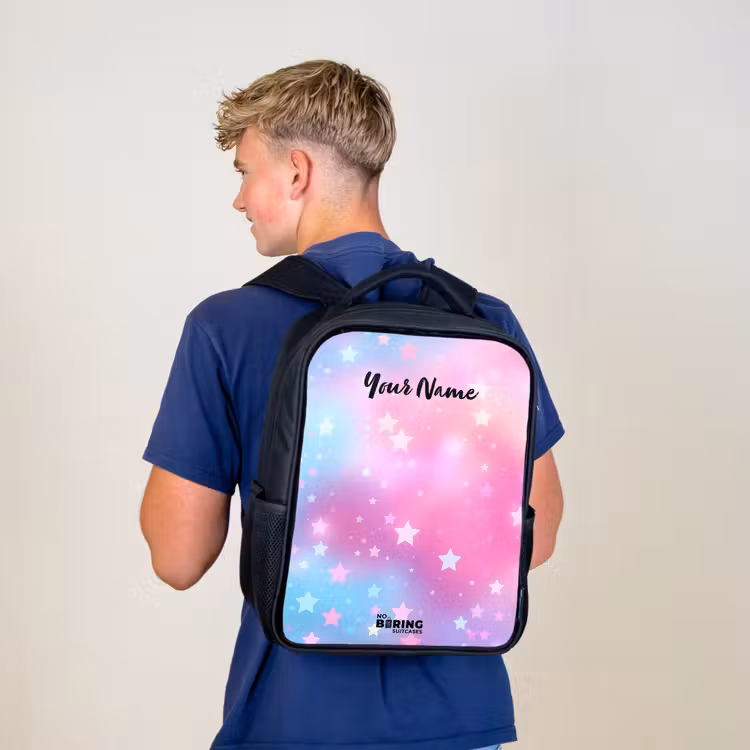 Sterren - Roze - Blauw Rugzak - Zwart middel -sfeer8