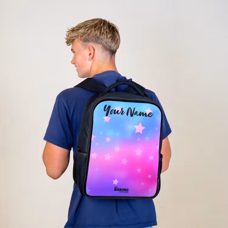 Sterren - Roze - Blauw Rugzak - Zwart middel -sfeer8