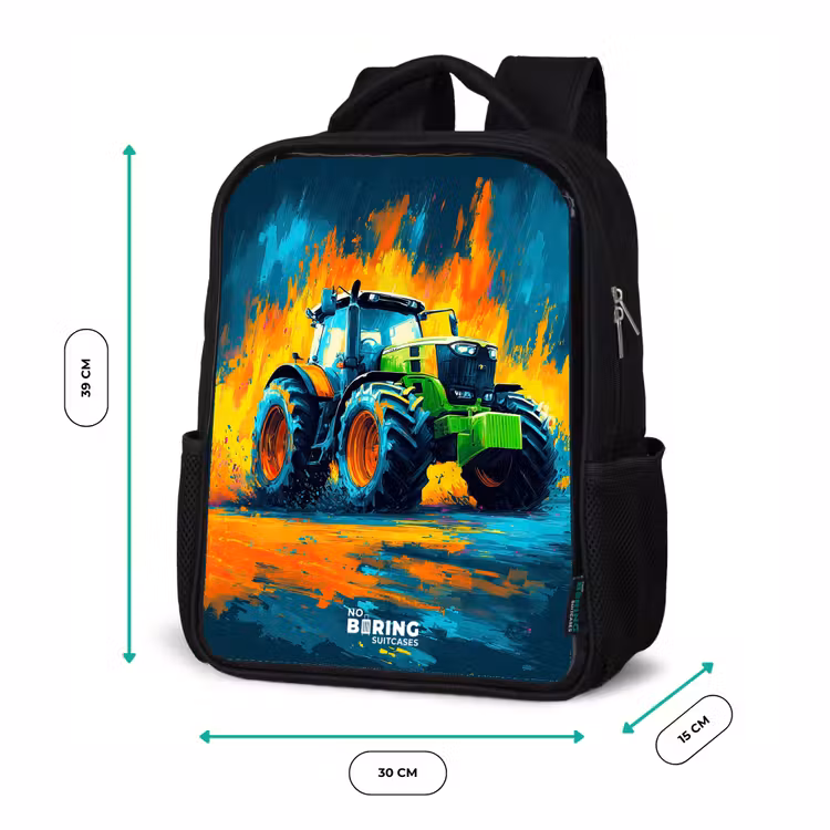 Tractor - Groen - Abstract - Penseelstreken Rugzak - Zwart middel -productfoto_formaten